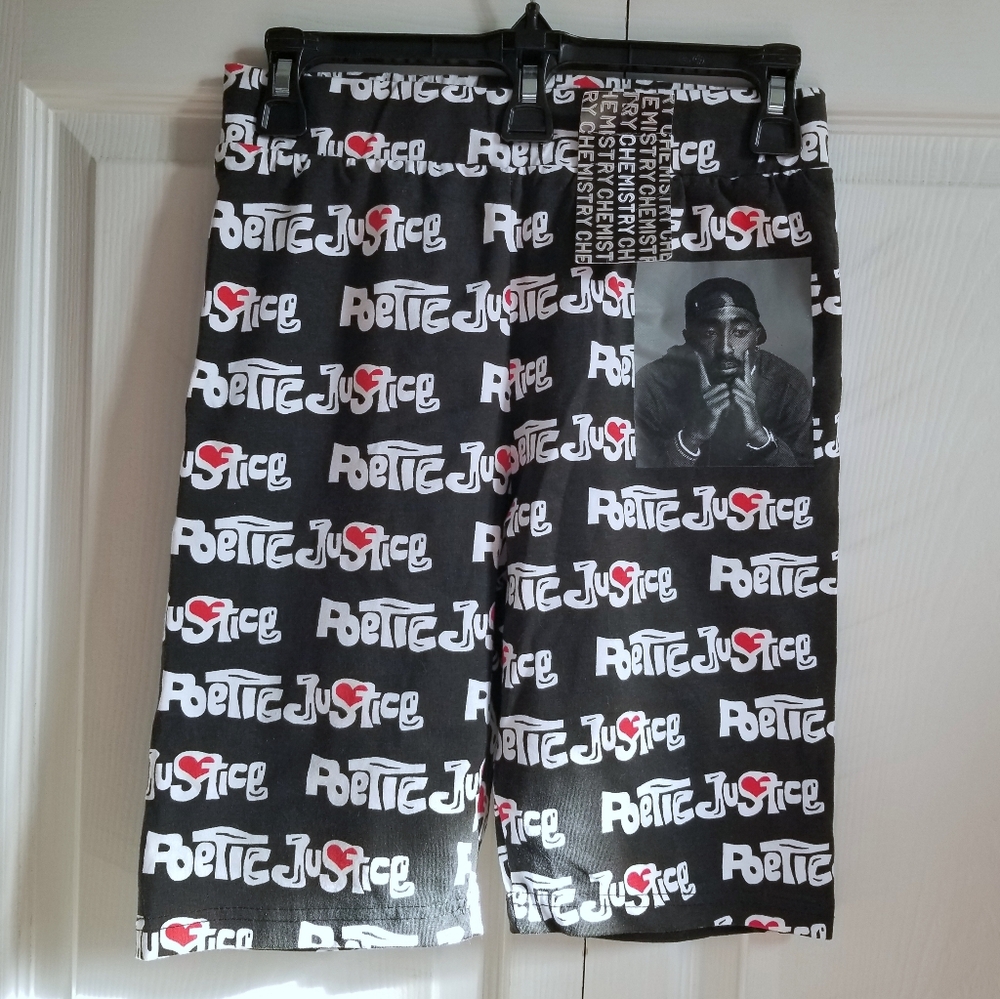 Tupac Shakur Women's Shorts M Black White Poetic Justice Bike New **CLEARANCE**